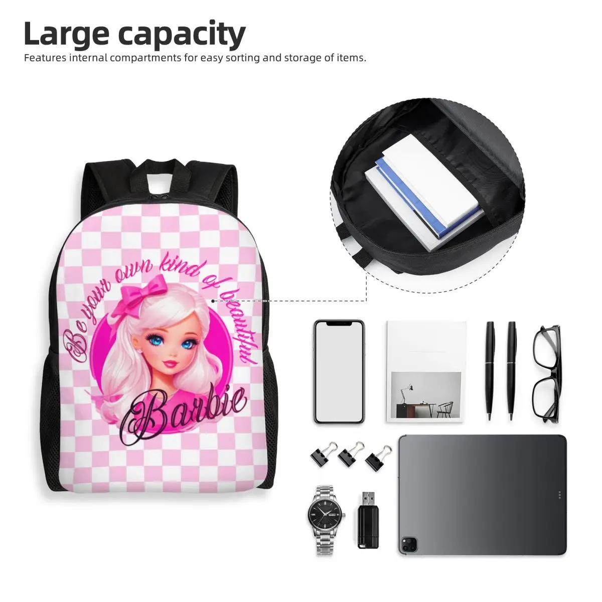 Custom 3D Print Barbie Girl Backpacks for Girls Boys Cute College School Travel Bags Women Men Bookbag Fits 15 Inch Laptop