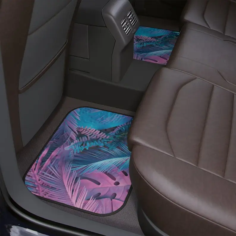 

Purple Neon Palm Leaves Car Floor Mats, Aesthetic Car Floor Mats,Y2K Retro Car Accessories,Cool Car Decor, Tropical art Car Deco