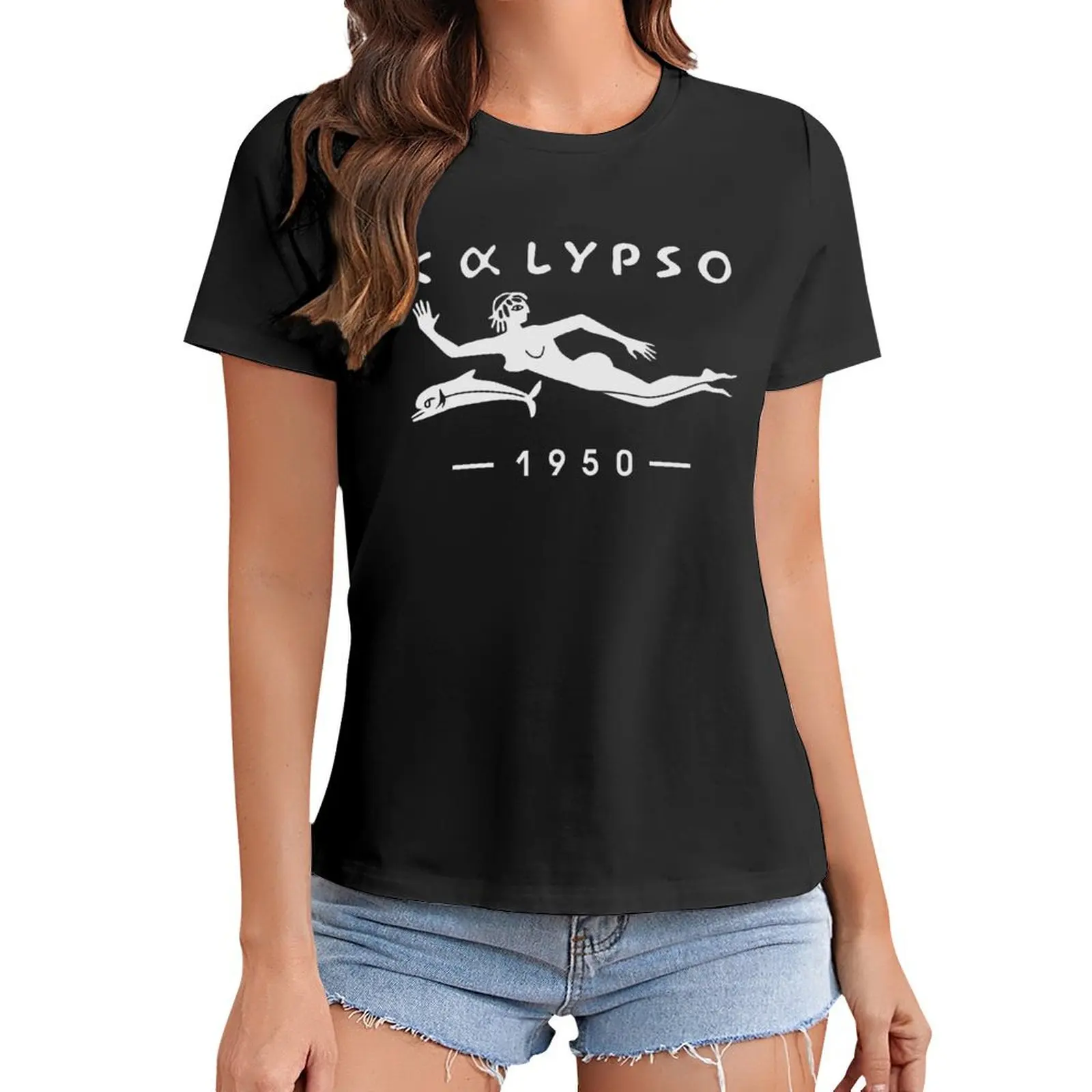 

RV Calypso, Jacques Yves Cousteau T-Shirt korean fashion graphics customs t shirts for Women graphic