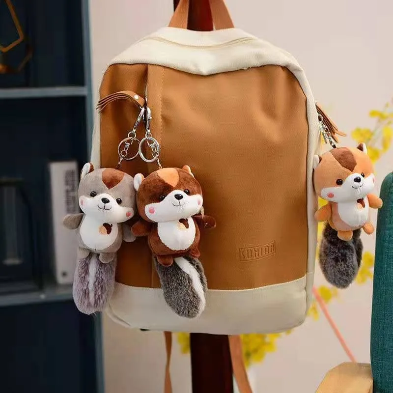 Cute Nut Big Tail Squirrel Plush Toy Pendant, Small Doll, Car Keychain, Backpack Hanger