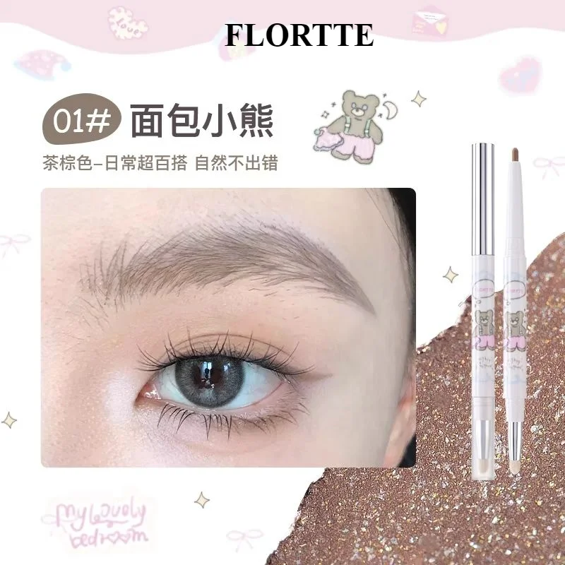 FLORTTE Eyeliner Gel Pen Double Head Silkworm Shadow Eye Shadow Pencil Wodoodporny, odporny na rozmazywanie makijaż oczu