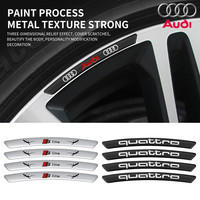 4pcs Aluminum Car Badges Wheels Rims Stickers Auto Decoration For Audi QUATTRO S Line Q3 Q5 Q7 RS3 RS4 RS5 A3 A4 B5 B7 B9 8p 8V