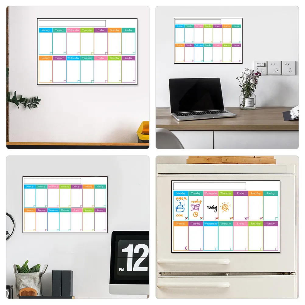 Sticky Wall White Board Weekly Dry Erase Calendar Adhesive Planner Erasable Board for Notes Schedules to Do Lists