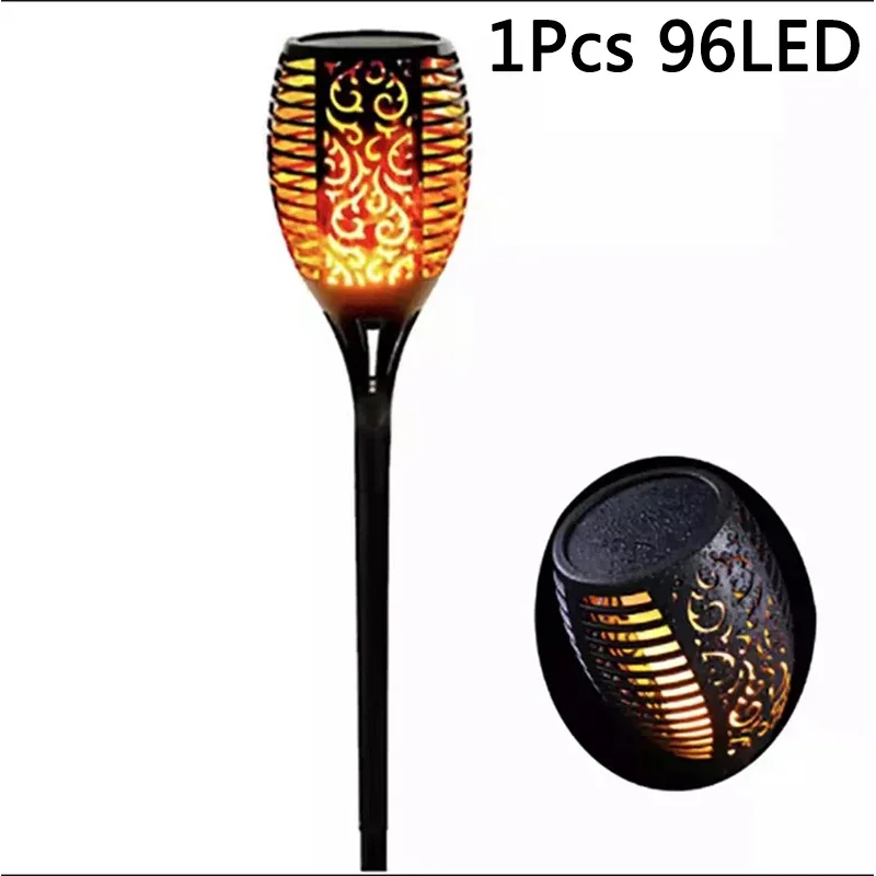 1/2/4Pack 96LED Zonne-verlichting Vlam Flikkerende Zaklamp Outdoor Waterdichte Tuin Decoratie Gazon Pad Yard patio Vloer Nachtlampje
