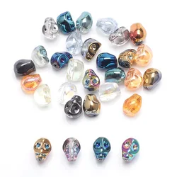 8mm 30pcs Skull Rhinestone Glass Crystal Beads Loose Spacer Bead for Jewerly Making Bracelet Necklace DIY Halloween Gift