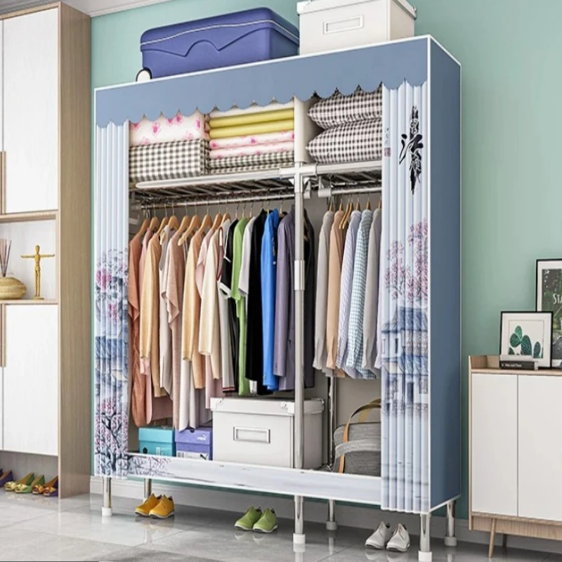 

Portable Closet Wardrobe - Foldable Fabric Storage Cabinet for Bedroom, Durable Hanging Organizer with Shelves for Small Spaces