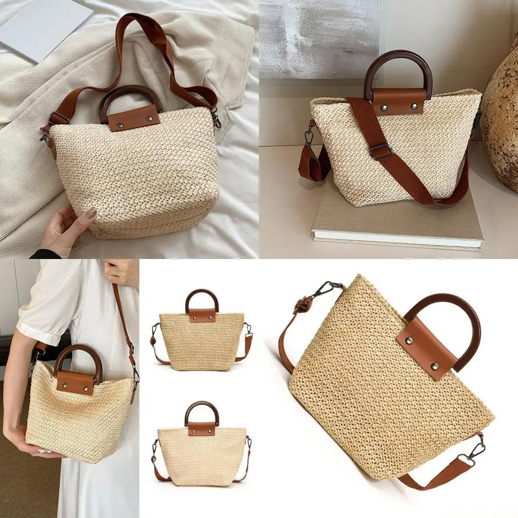

X90D Women Handbag Straw Beach Bag Handwoven Bag Fashion Shoulder Crossbody Bag Vacation Bag for Daily Travel