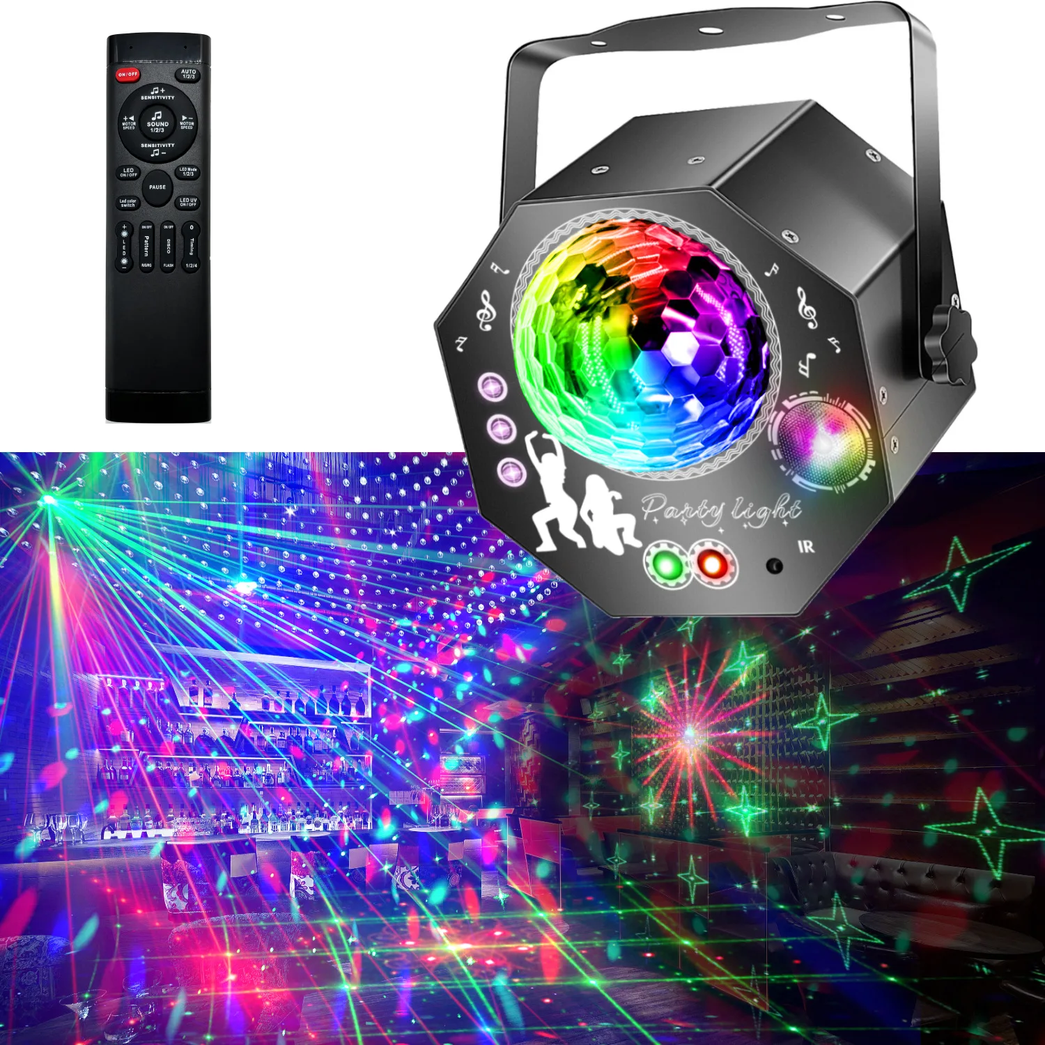 New Mini Laser Magic Ball Stage Light 60 Patterns RGB Disco Crystal Ball Projector Sound Activated Strobe Beam DJ KTV Bar Party