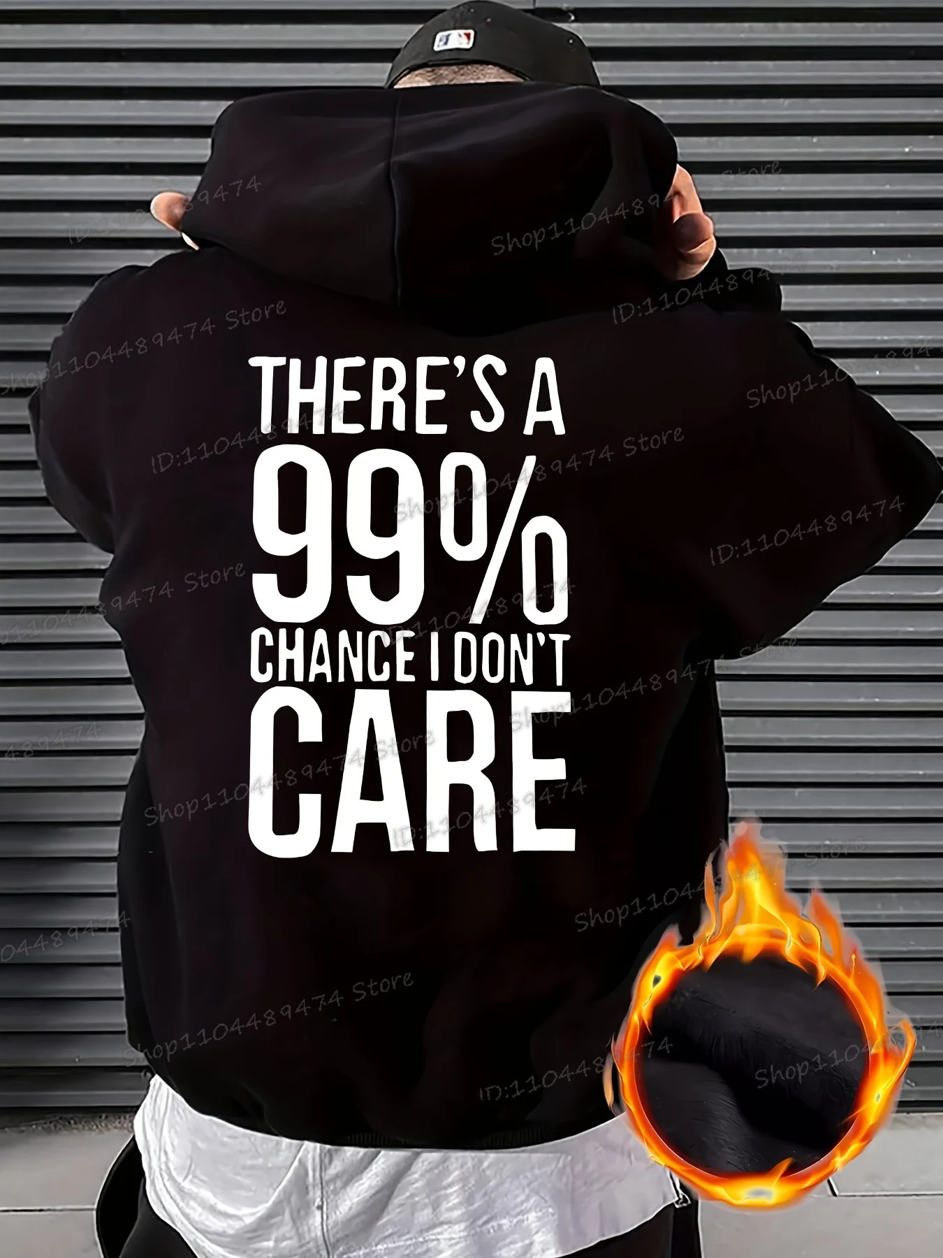 "There's A 99% Chance I Don't Care" Print Fleece Hoodies with Pocket Men Women Casual Pullover Funny Sarcastic Quotes Hooded