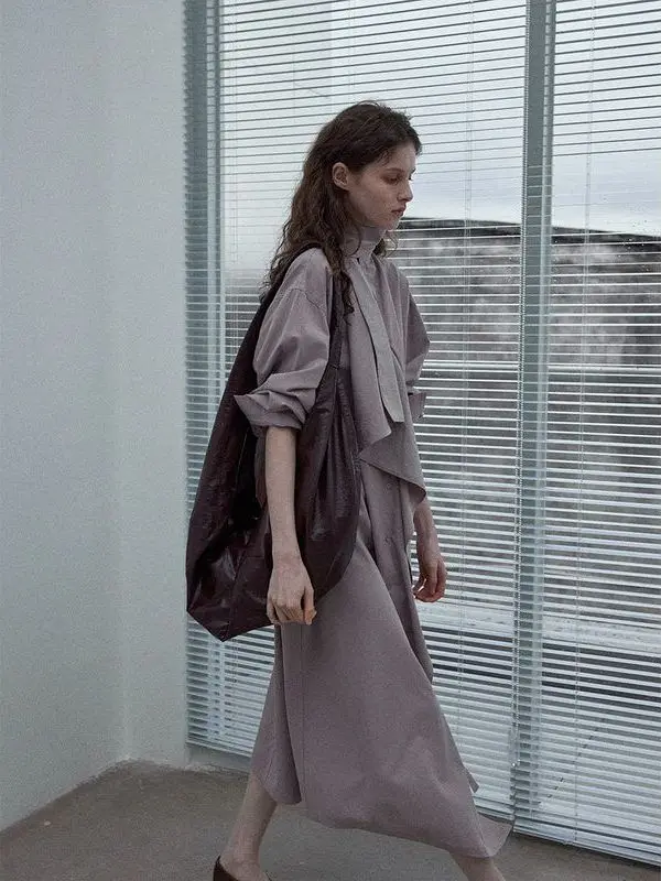 Original Hello September Autumn New  Sa Windbreaker Dr M922 Commute Sle Adjustable Waist Long Sve Dr