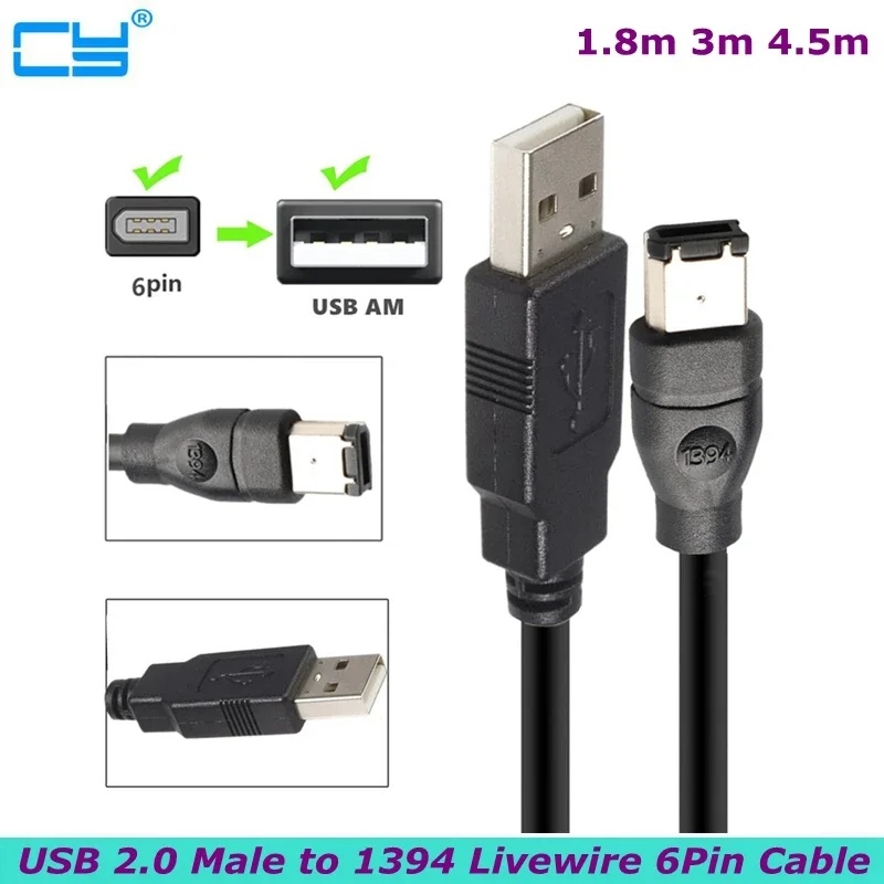 High-Quality USB Male To Firewire IEEE 1394 6 Pin Male ILink Adapter Cord Firewire 1394 Cable 1.5m For Digital Camera DV