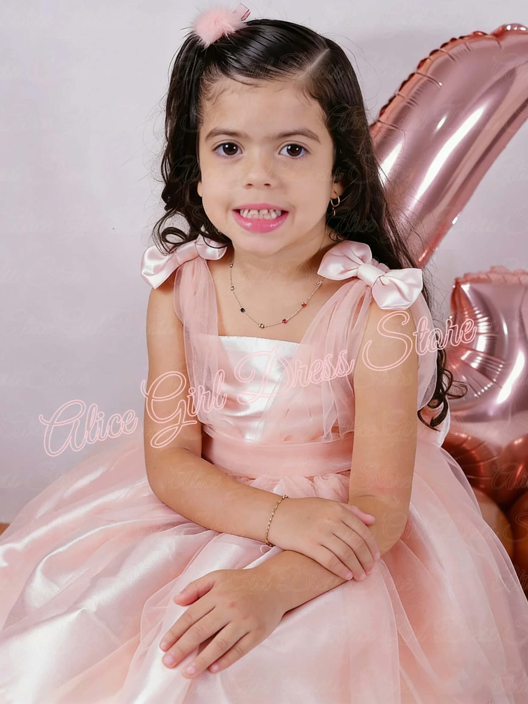 

Индивидуальные розовые платья для девочек с цветочным узором для свадьбы, с бантами, длиной до колена, без рукавов, для конкурсов красоты, праздничные платья для малышей на день рождения