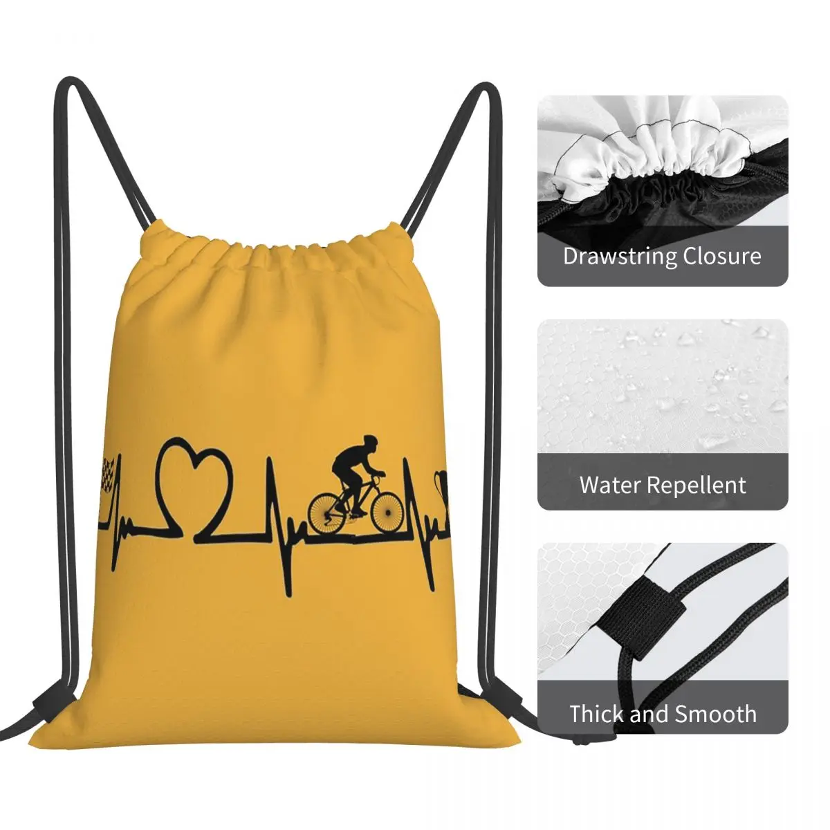 Cycling Heartbeat Backpacks Multi-function Portable Drawstring Bundle Pocket Storage Bag Book Bags For Man Woman Students