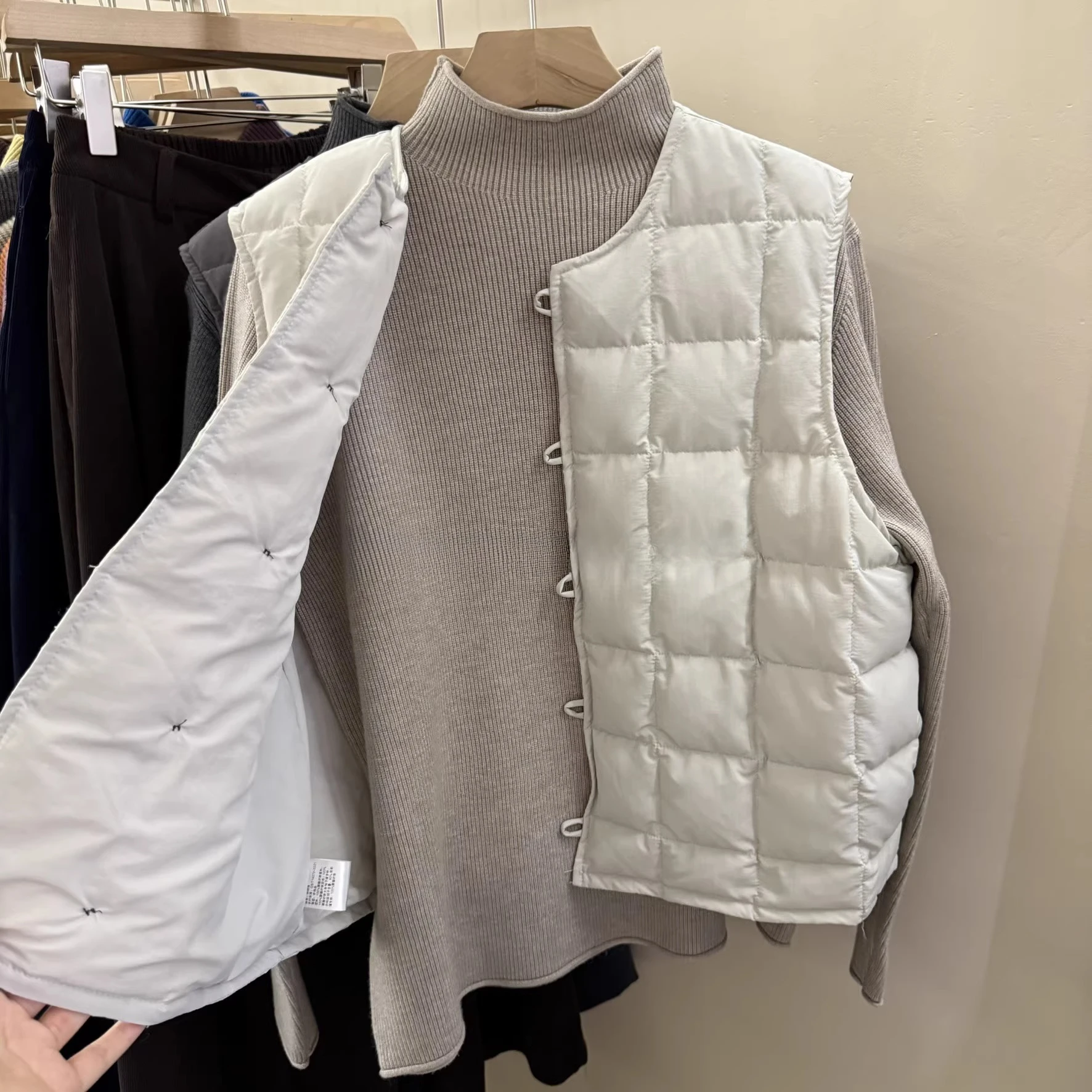 Gilet imbottito trapuntato invernale da donna Semplice girocollo modello quadrato Giacca senza maniche Canotta calda a strati Capispalla