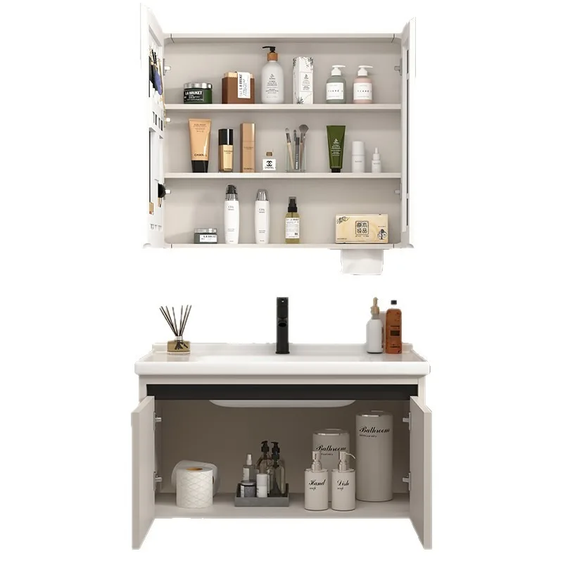 

Honeycomb aluminum alloy bathroom cabinet ceramic integrated