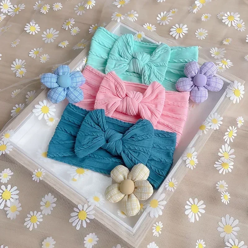 

1Pcs Newborn Baby Headband For Girls Elastic Knit Children Turban Baby Bows Soft Nylon Kids Headwear Hair Accessories 32 Colors