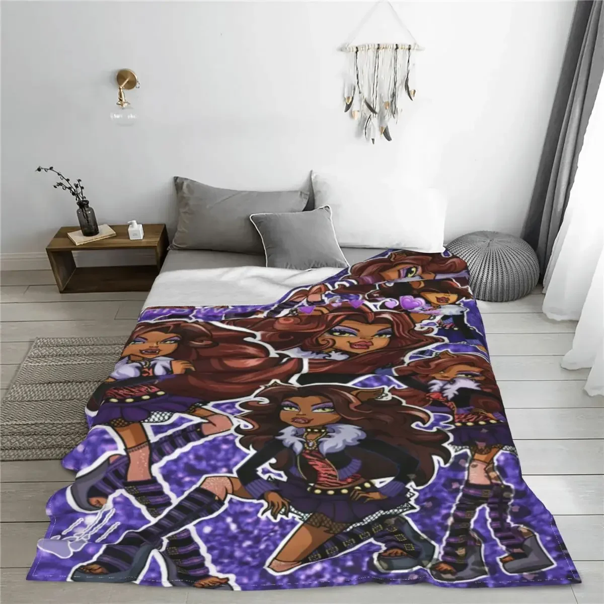 Monster High Anime Blankets Fleece All Season Clawdeen Wolf Multifunction Lightweight Throw Blankets for Bed Car Bedding Throws