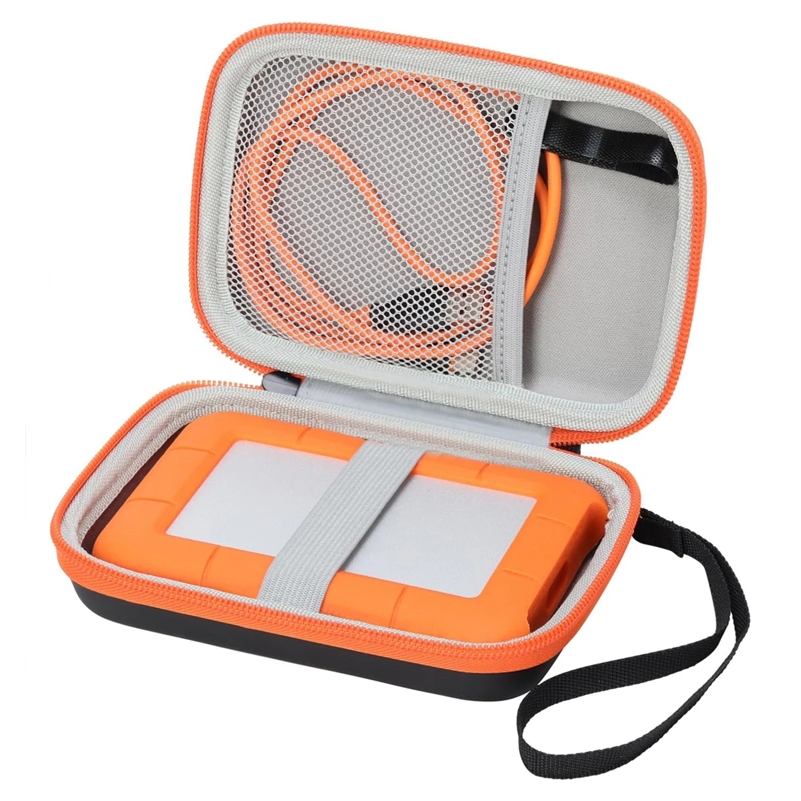 Portable Anti-scratch Protective Storage Bag with Wrist Strap & Mesh Pocket Compatible for LaCie Rugged Mini 1TB/ 2TB/ 4TB/5TB