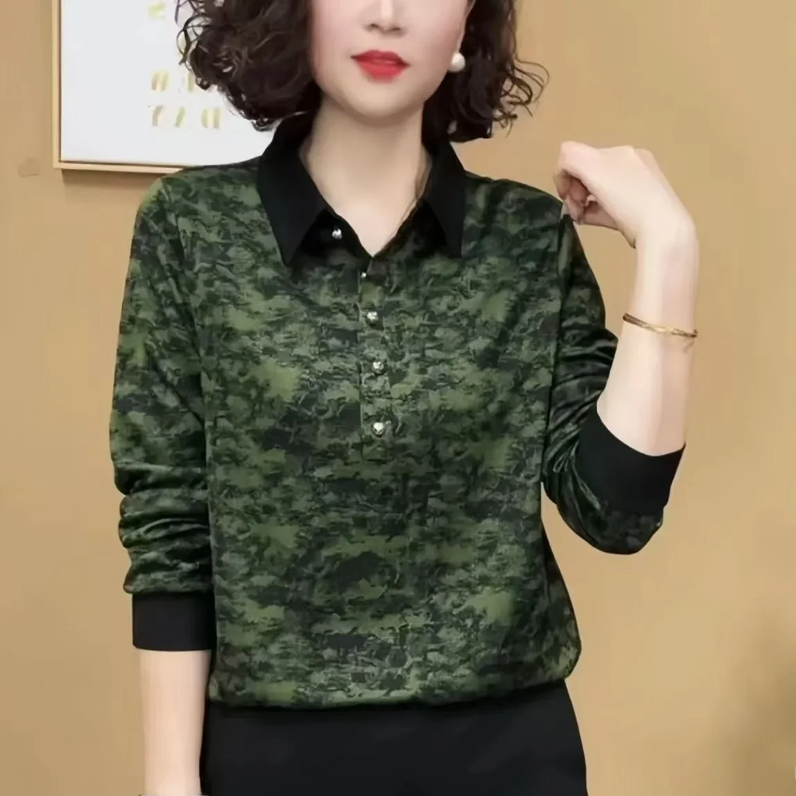 

Модная осенняя длинная футболка для женщин, повседневный свободный крой, облегающий топ, на молнии, с цветочным принтом, удобная футболка