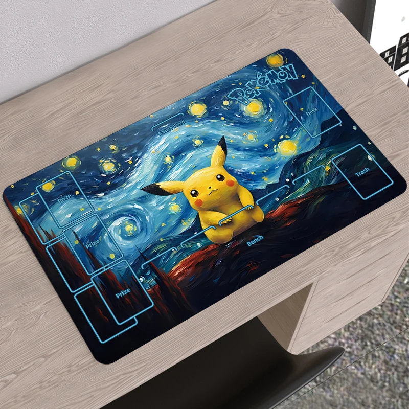 60*35*0.2cm Diy PTCG Pokemon Van Gogh Pikachu Dedicated GAME Card Mat Battle Gift Toy Anime Table Mat