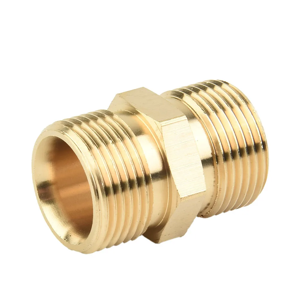 1pc Pressure Washer Pump Hose Outlet Pressure Washer Brass Extension Joint M22/15mm To Male Adaptor Connector For Karcher Replac