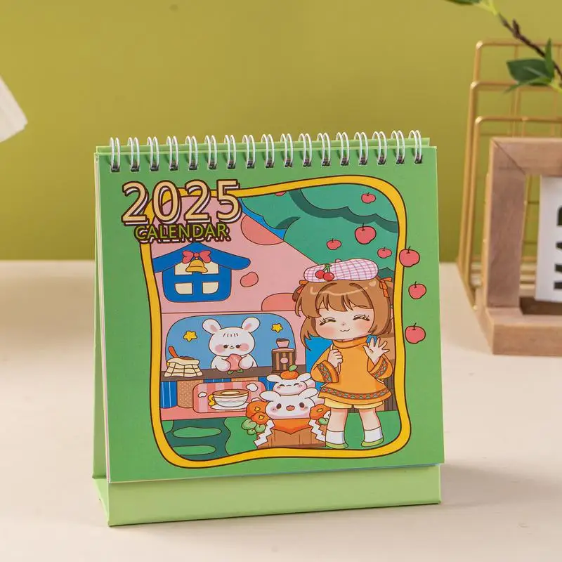 Small Desk Calendar Cute Daily Planner Simple Calendar Book 2025 Daily Monthly Schedule Table Planner Cute Simple Cartoon