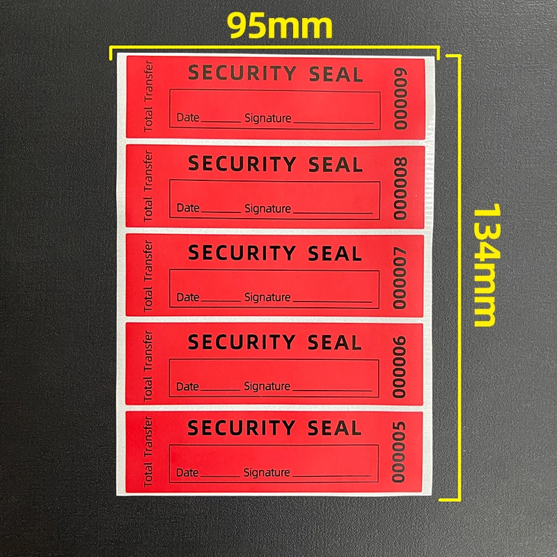 Etiqueta de sellado a prueba de manipulaciones, 100 piezas, etiqueta de sellado no válida, número de serie único, etiqueta de alta seguridad 90x25mm