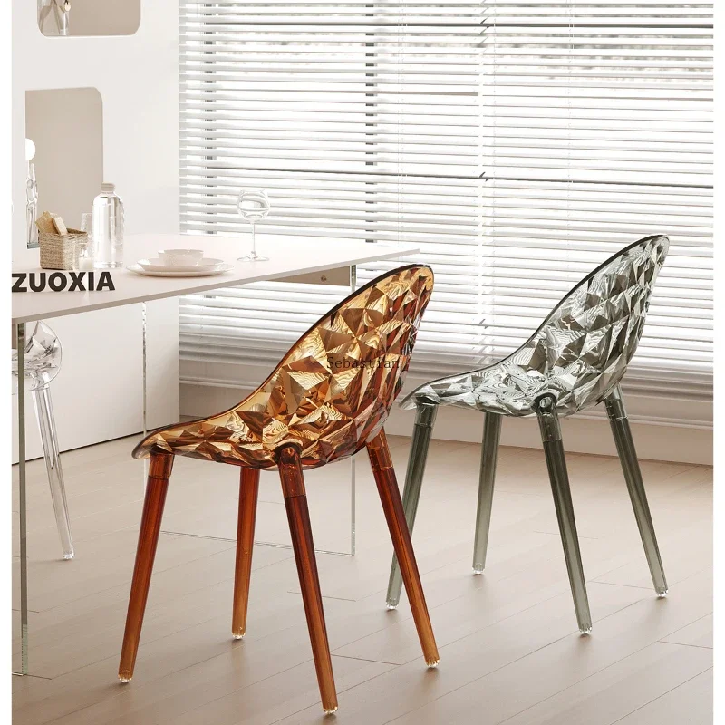 Acrylic Transparent Dining Table Chair, Minimalist Household Dining Chair, Light and High-end Casual Backrest Chair  Home