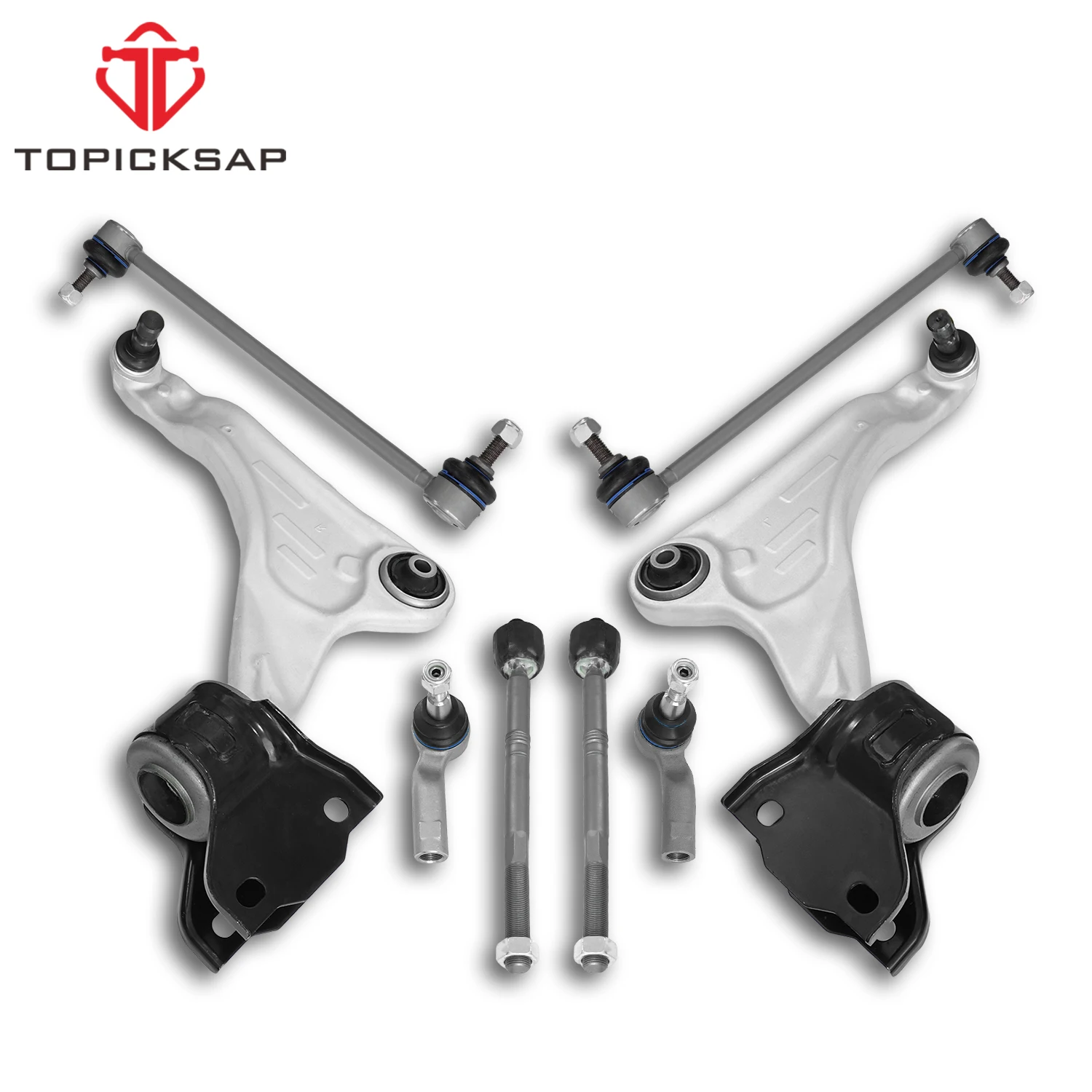 TOPICKSAP 8Pcs Front Lower Control Arm w/Ball Joint Sway Bar Link Assembly Kit for Land Rover Range Rover Evoque 2012-2016 2017