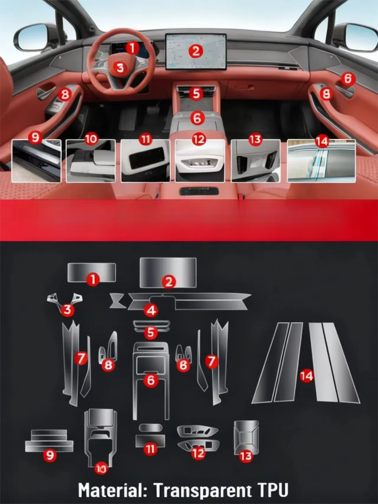 TPU für HYUNDAI HB20 2023 2024 Transparente Schutzfolie für das Auto-Innenraum-Zentrales Steuerungspanel und das Navigationsdisplay Zubehör – Detail 1