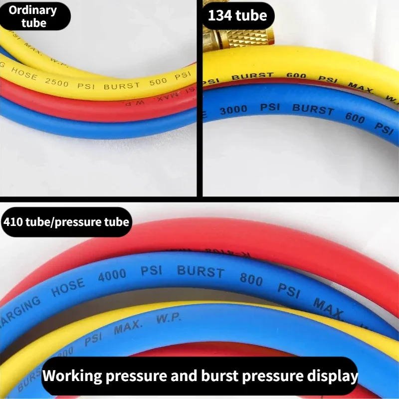 0.9M-1.8M AC Charging Hose Tube Kit Hose Low Loss Fittings for R134 R22 Refrigerant Air Conditioning Manifold Gauge