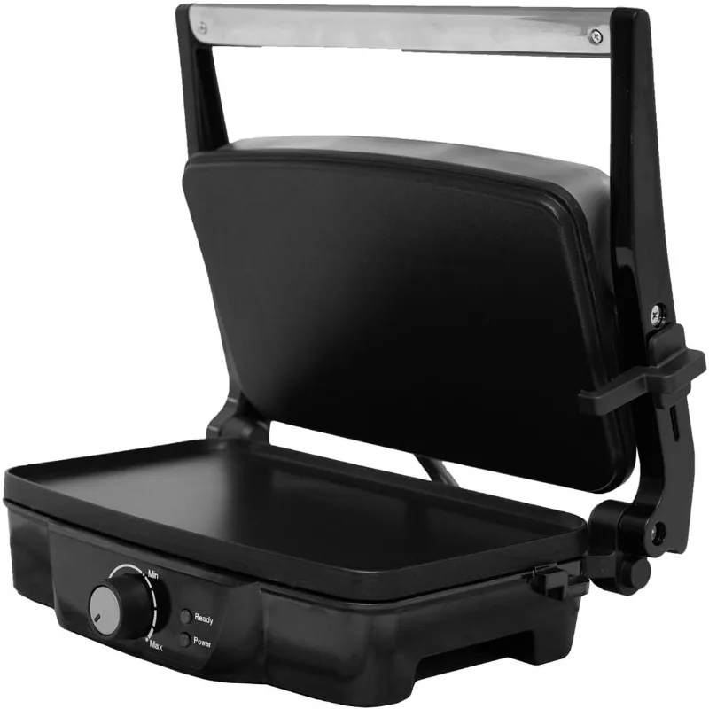 

Электрический пресс Panini из нержавеющей стали с регулируемыми настройками температуры и антипригарными пластинами, 1200 Вт