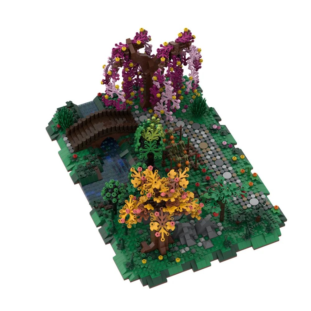 Gobricks MOC Monster Worlds Forest Druids Groves Model Building Blocks Classic Modular Garden with Coffee Shop Bricks Kids Toy