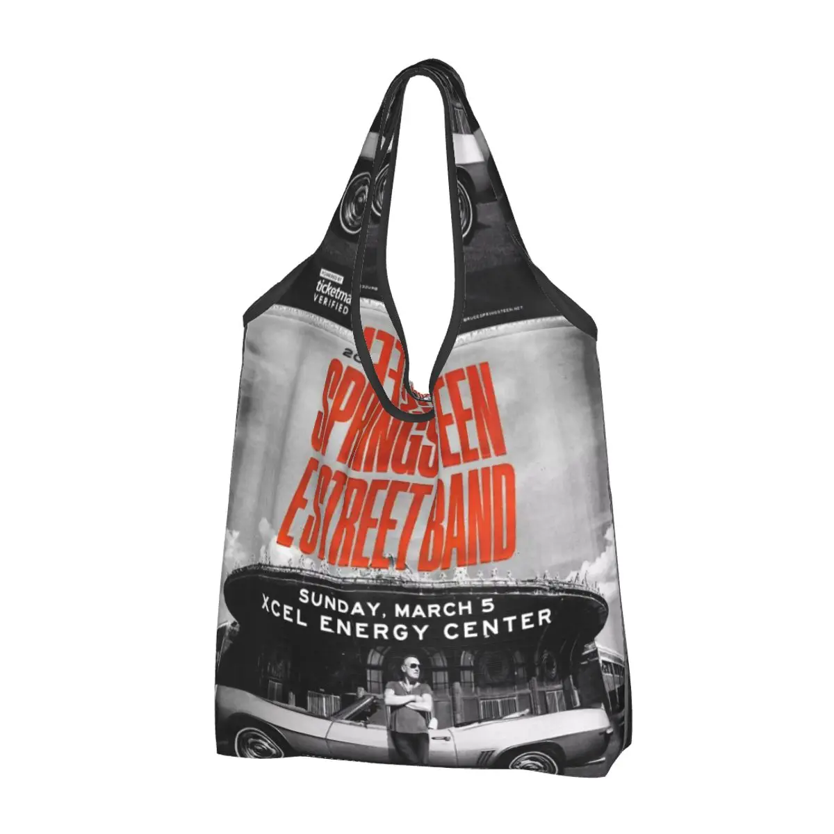 Bruce The E Street Band Springsteen Thunder Road Reusable Shopping Bags Foldable 50LB Weight Capacity Eco Bag Lightweight