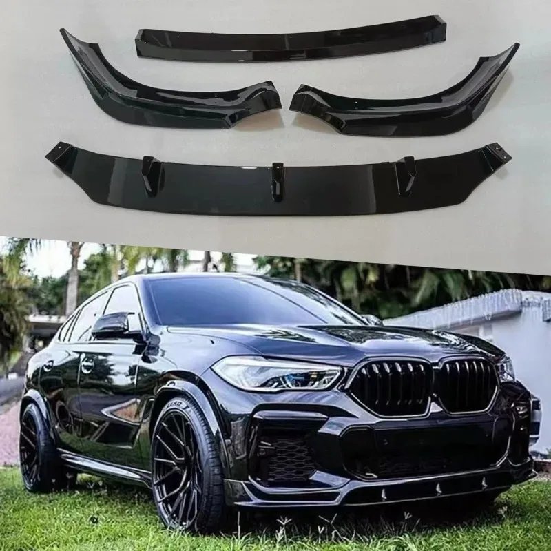 For BMW X6 G06 2020-2023 4-Piece Front Lip Spoiler Black Edition ABS Material Direct Fit Aero Exterior Styling Body Kit Upgrade