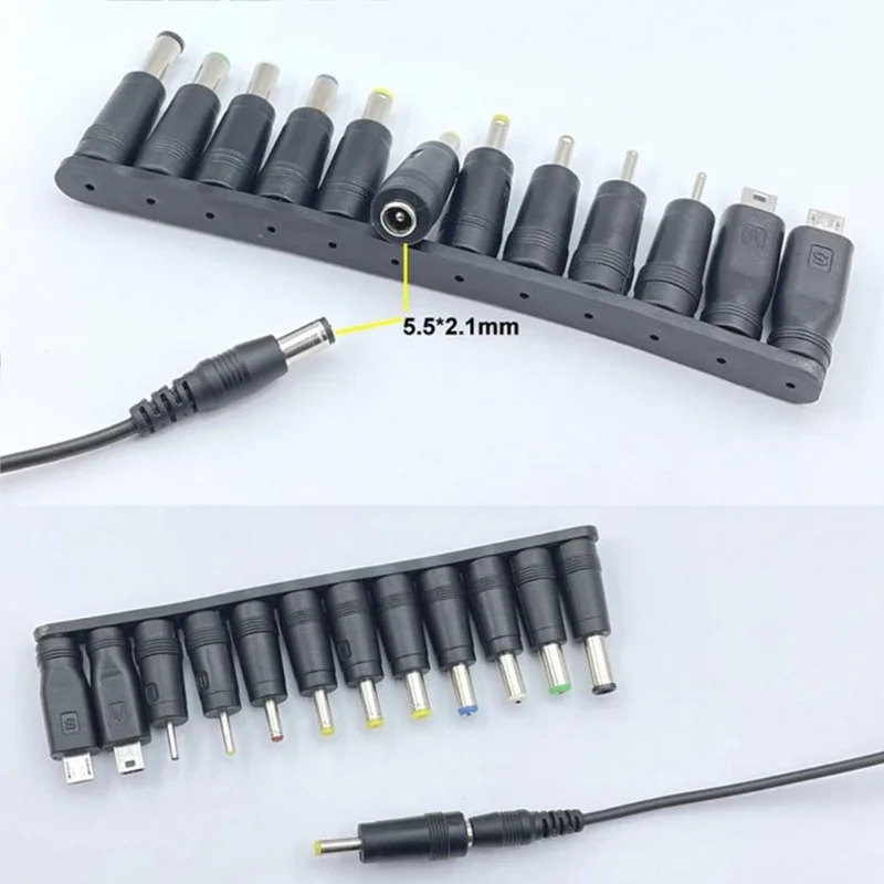 Универсальный шнур питания USB-5V DC5,5x2,1 мм, зарядный кабель с 12 сменными адаптерами Micro USB Mini USB