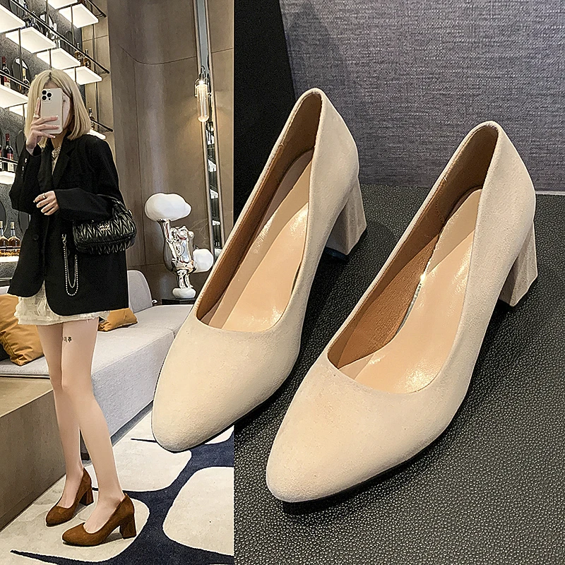 Sandalias de tacón grueso para mujer, zapatos básicos de vestir con plataforma, talla grande, Primavera, novedad