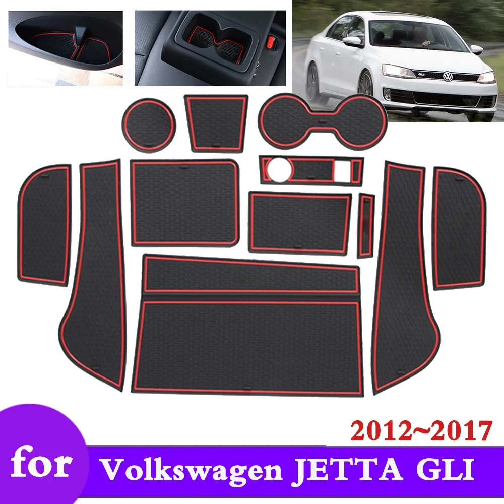 

Rubber Mat Groove Cup for VW Volkswagen JETTA GLI 2012 2013 2014 2015 2016 2017 Anti-slip Gate Slot Hole Car Sticker Accessories