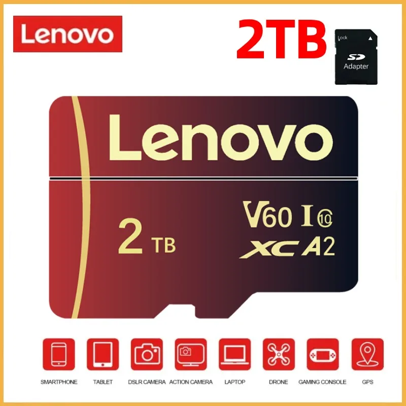 Lenovo 2TB Ultra Memory Card 1TB 512GB schede di memoria 256GB Micro Tf SD Card 128GB scheda Tf di grande capacità con adattatore per Ps5 Ps4