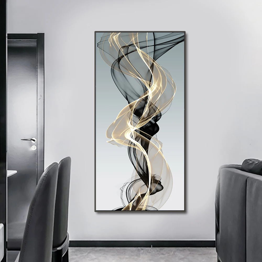 Abstract Modern Nordic Gold Geometry Gold Grey Line Wall Art Canvas Painting Poster Picture Print For Living Room Home Decor