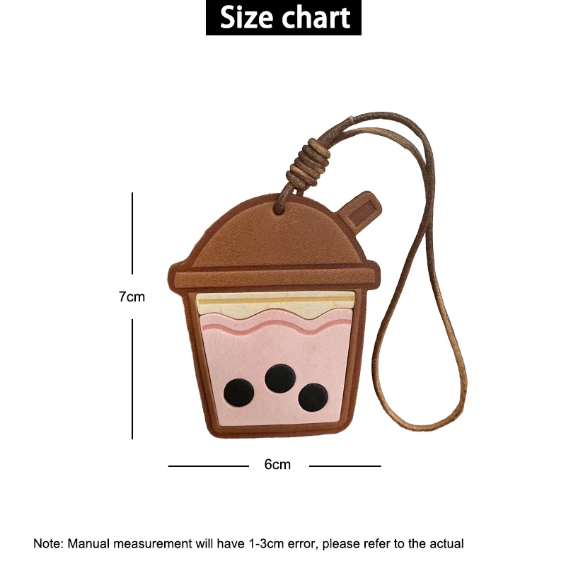 EverToner Top layer cowhide milk tea pendant handmade bag pendant car keychain pendant pearl drink bag accessories