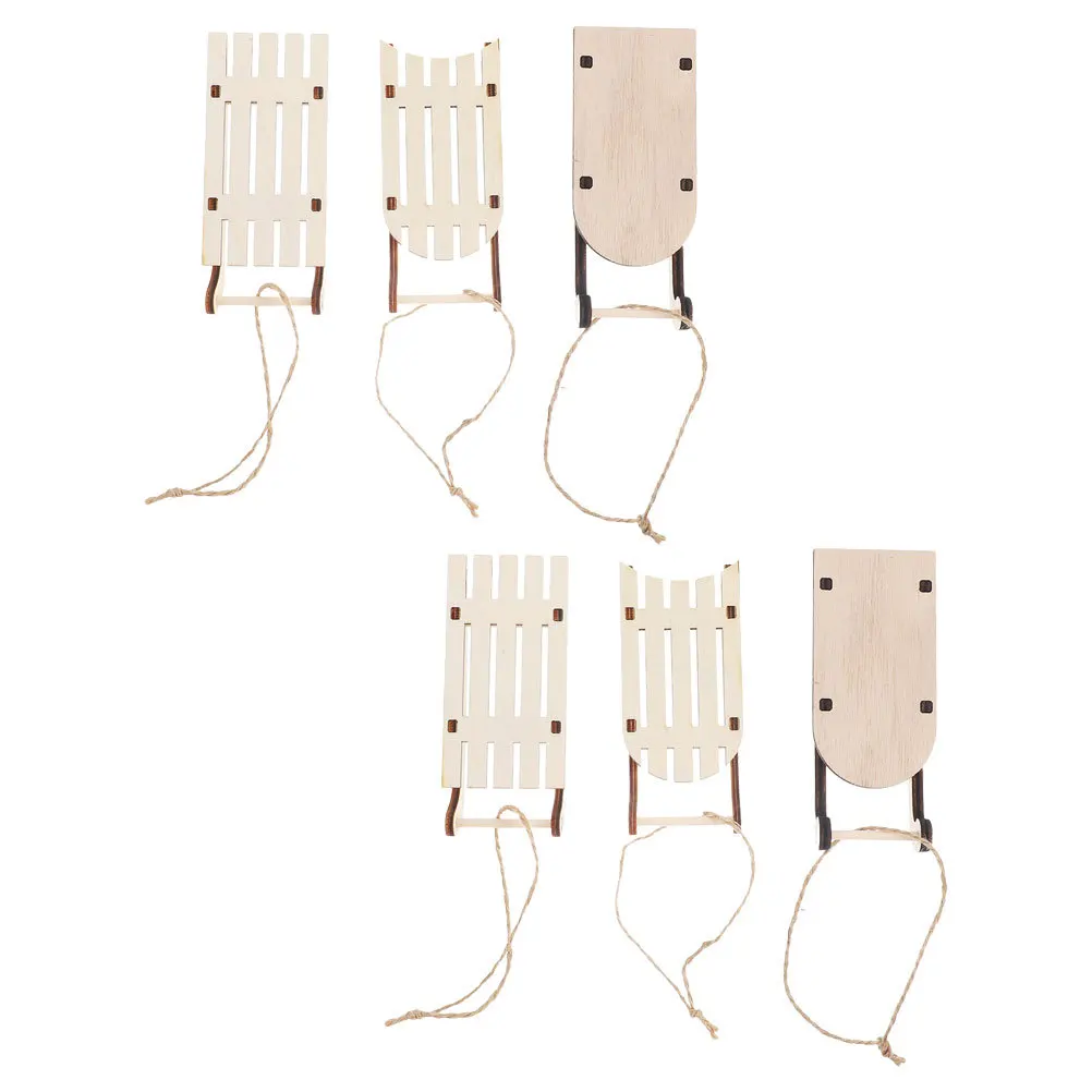 

6Pcs Wooden Mini Sleigh Christmas Sled Unfinished DIY Craft Tabletop Decoration Xmas Tree Ornaments Home Decor