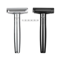 Lâmina de segurança ajustável Whityle para cuidados com a barba para homens, Zinc Alloy Shaver, controle de borda 1-6, 10 lâminas de barbear, frete grátis