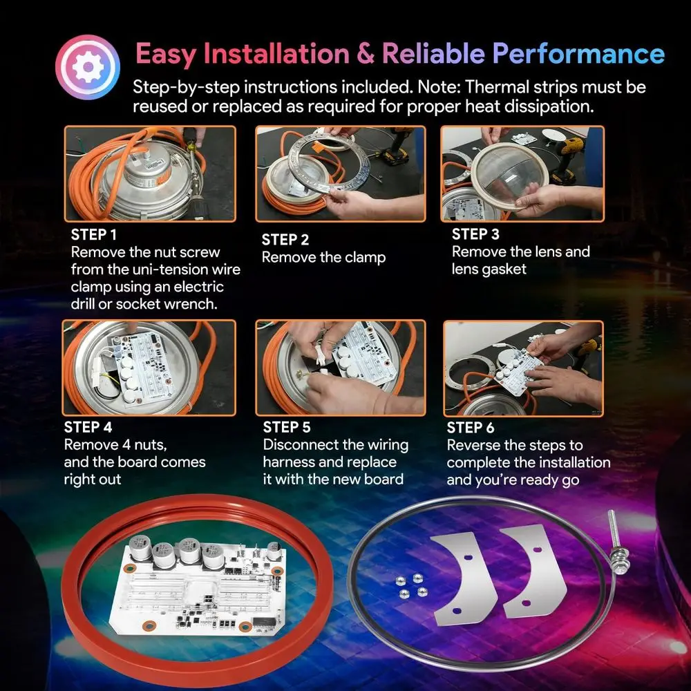 619818Z Led Light Engine Board Kit Compatible with IntelliBrite 5G Color LED Pool Light 2nd Generation 2009-601000 601001 601002