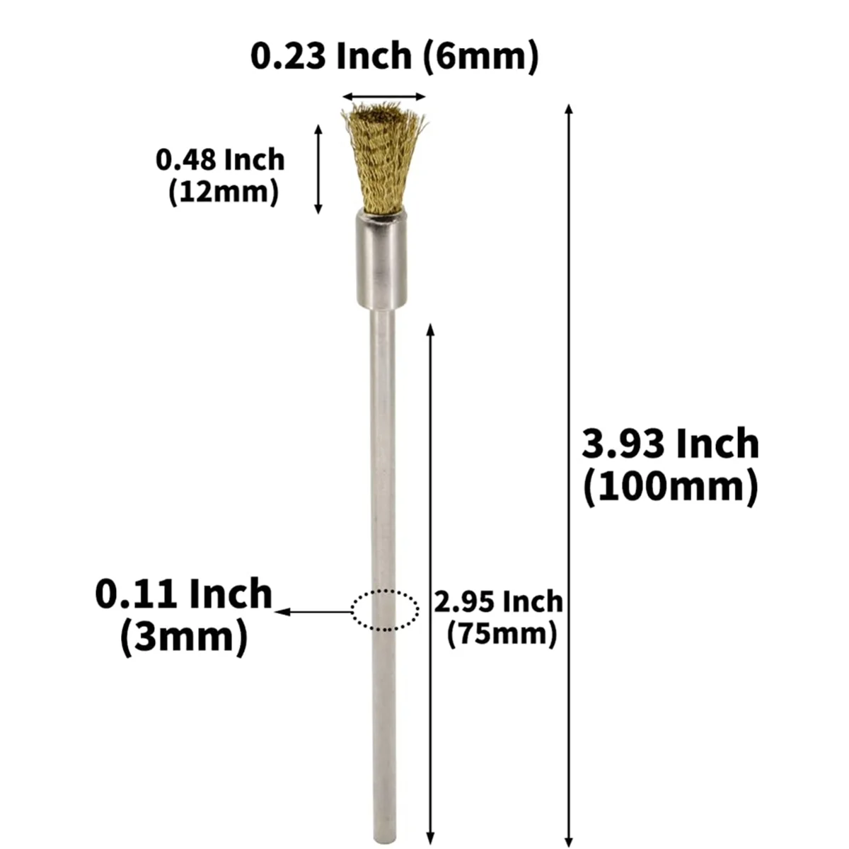 

20 шт. латунные проволочные щетки с удлиненной ручкой — удаление ржавчины, полировка и очистка металла — диаметр отверстия 6 мм