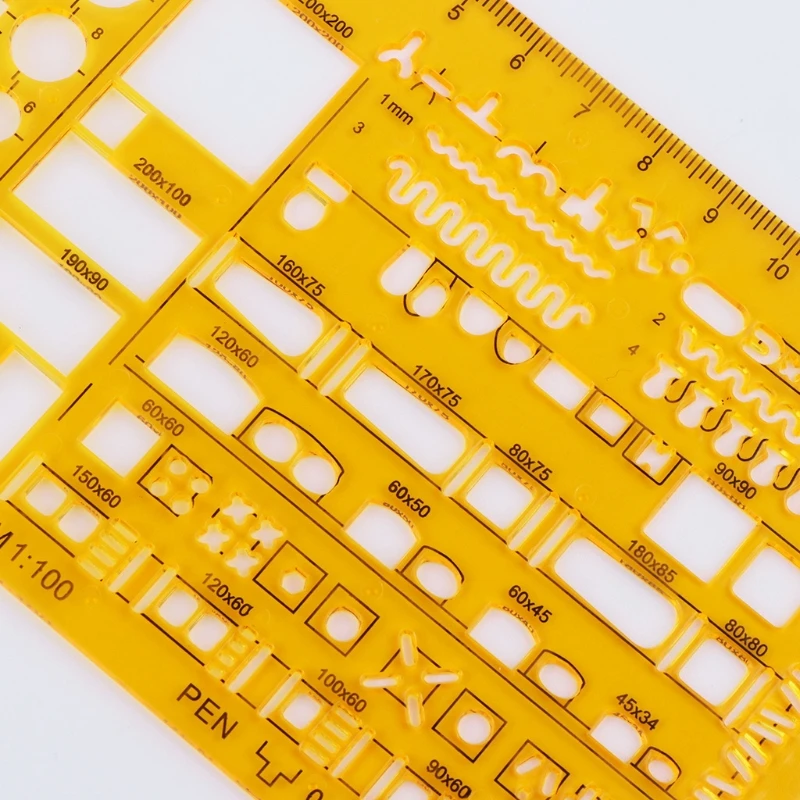 Professional Architectural Template Ruler Drawing Stencil Measuring Tool Student