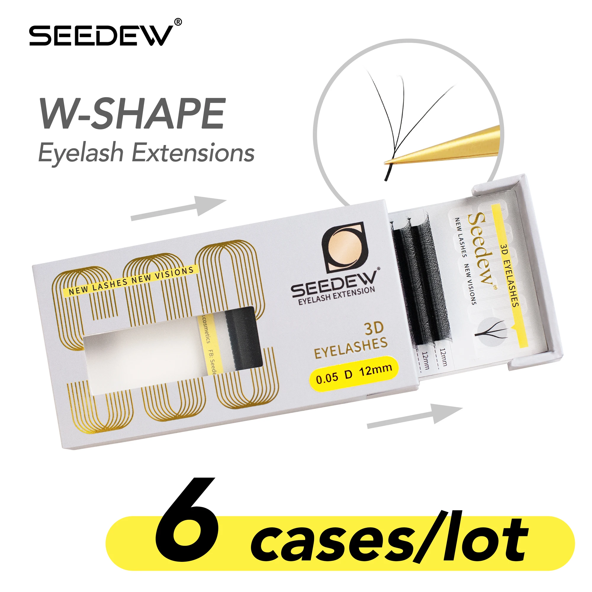 

SEEDEW W Shape 3D Premade Fans Eyelash Extensions 6cases/lot Nagaraku Natural Soft Individual Lashes Clover Bloom