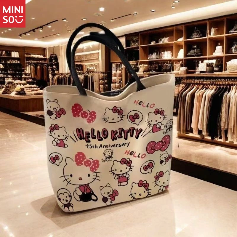 حقيبة قماشية يابانية من Miniso 2025، حقيبة كتف كبيرة سميكة للطلاب #3