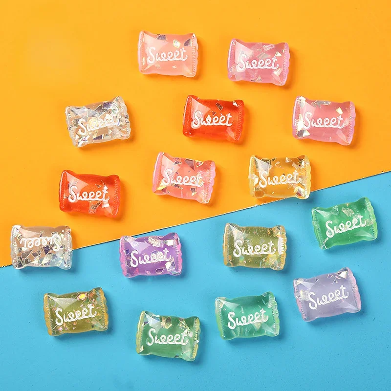 10pcs 3D Transparents Resin Mini Kawaii Candy Scrapbooking Material Miniature Accessories Dollhouse Supplies Cabochon Flatback