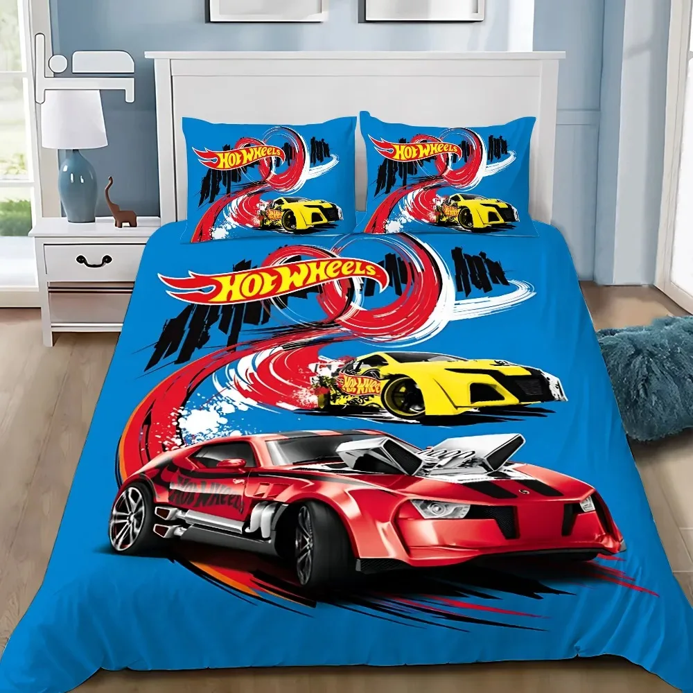 Hot Wheels Cars funda nórdica funda de almohada 2/3 Uds juego de cama adulto niño niña decoración de dormitorio regalo para niños individual doble